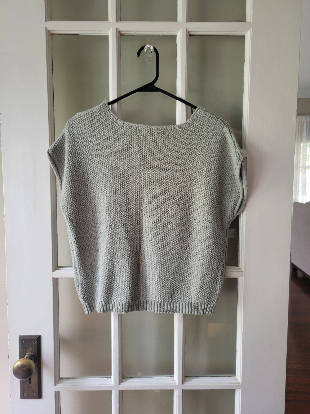 Moon & Madison short sleeve sweater cropped textured knit Sage Green Sz Small - Picture 7 of 13